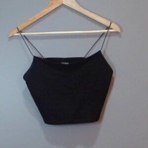 Wild Fable Black Spaghetti Strap Crop Tank Top Medium | Basic Essential‎